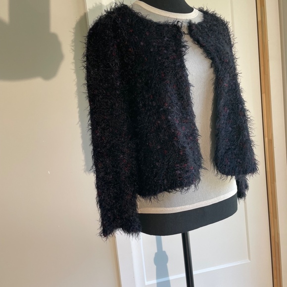 Soft Black Tinsel Knit Cropped Sweater Jacket - Picture 12 of 14